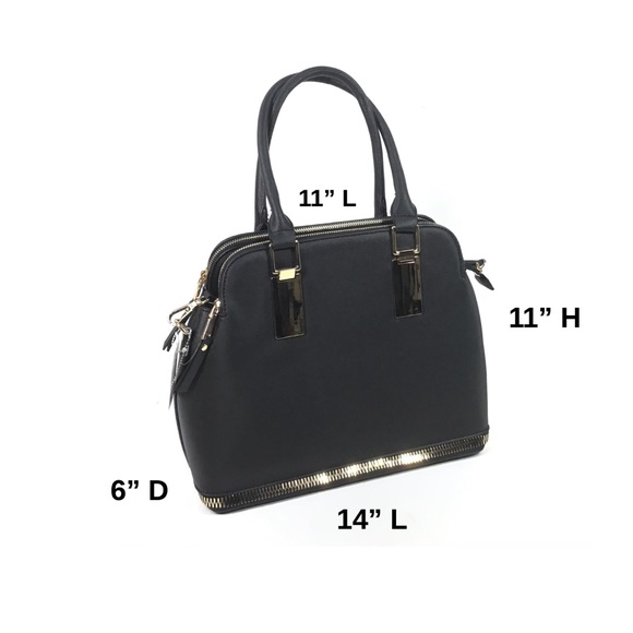 Textured Vegan Leather Satchel Handbag - Picture 2 of 8